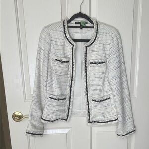 White House Black Market White and Black Tweed Blazer